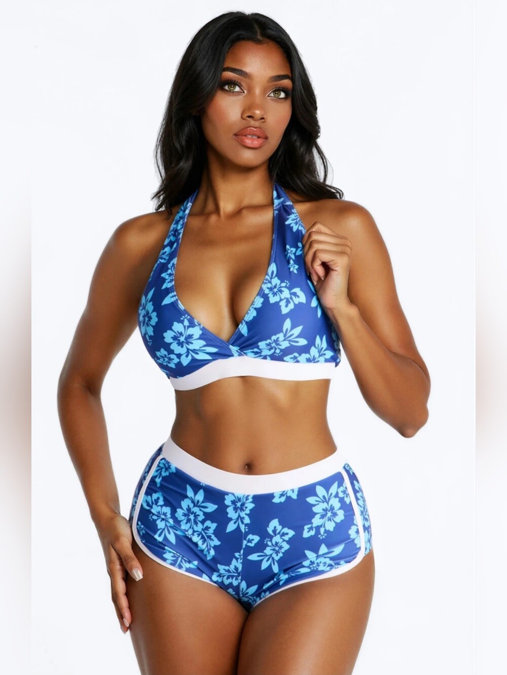NOVA SWIM Carleta Tropical Hibiscus Print Boyshort 2 Piece Bikini Size 1X